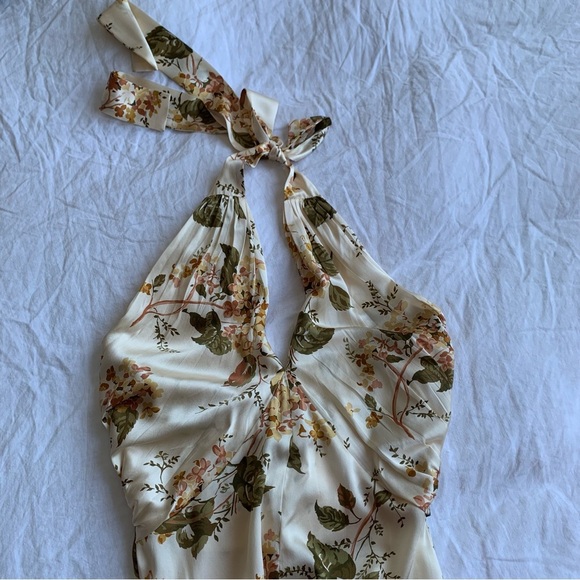 Reformation Veria Silk Halter Twist Sleeveless Long Maxi Dress Gown Floral Bella - Picture 10 of 14